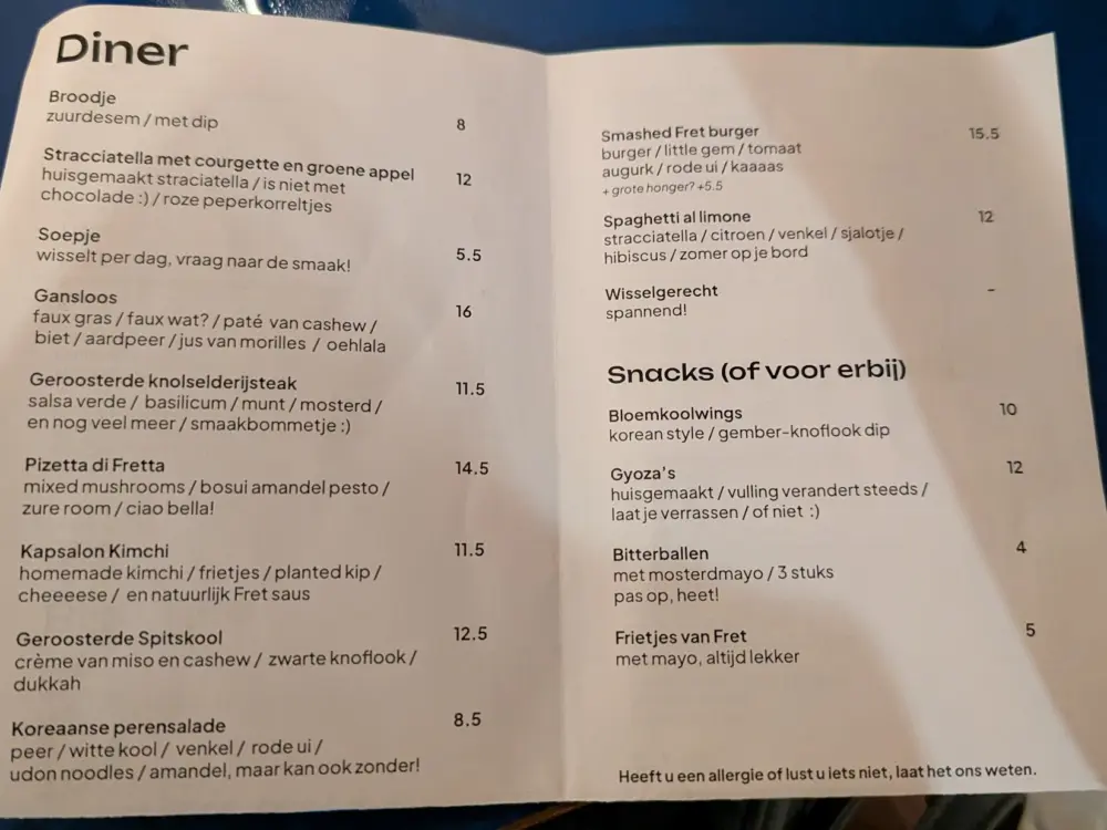 Restaurant Eten bij Fret in 's-Hertogenbosch