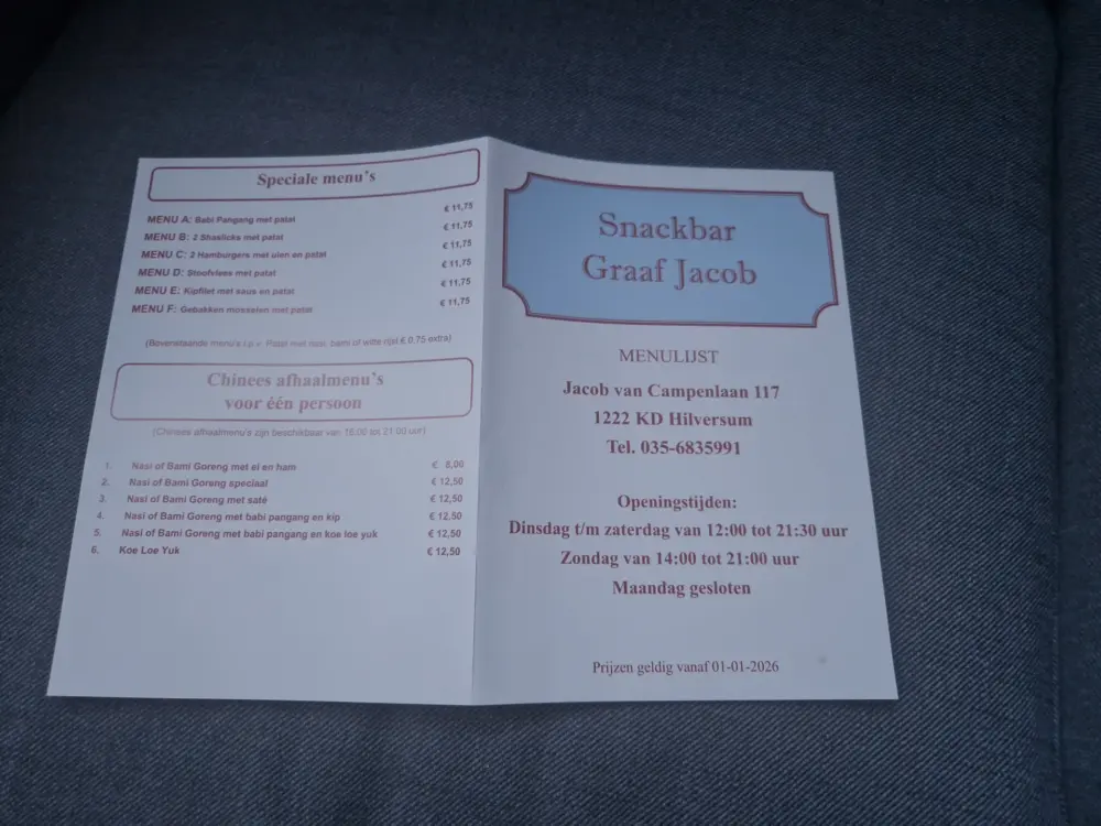 Restaurant Snackbar Graaf Jacob in Hilversum